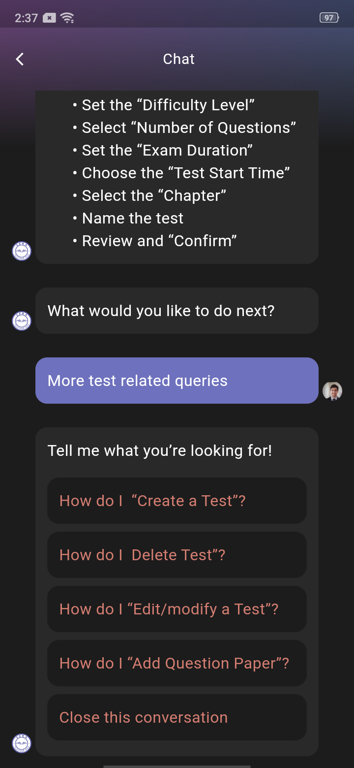 SEBA Teacher App - Chatbot - 9