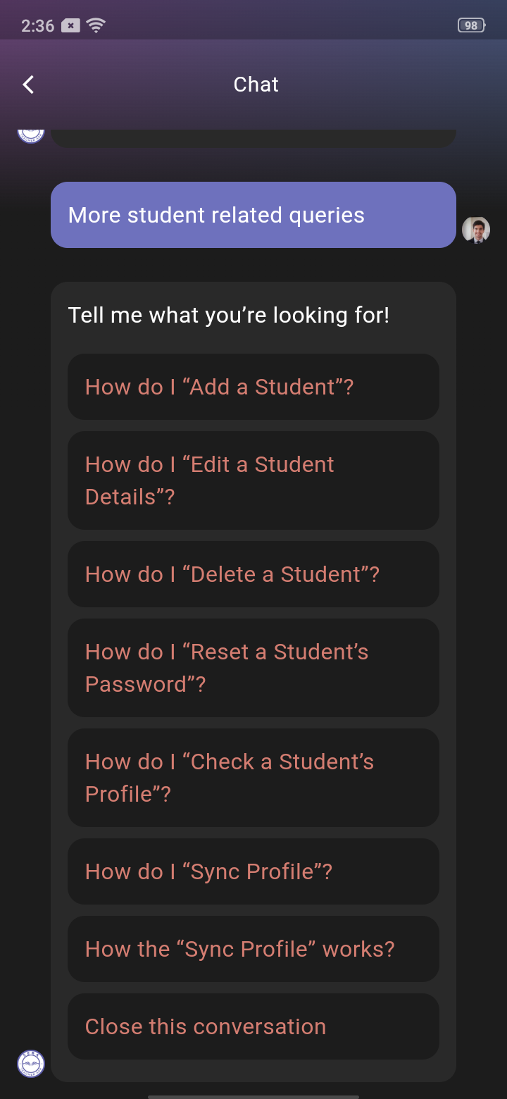 SEBA Teacher App - Chatbot - 3