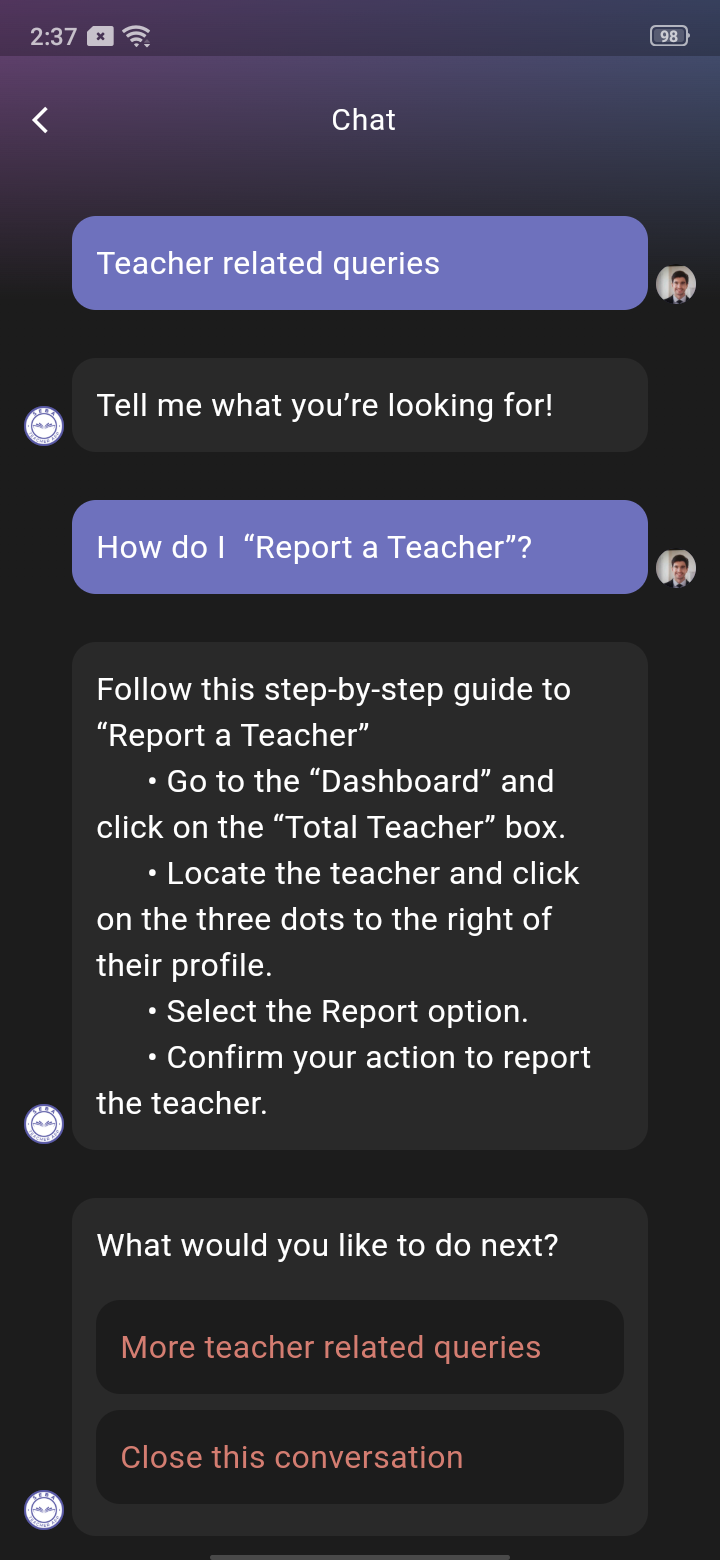 SEBA Teacher App - Chatbot - 5