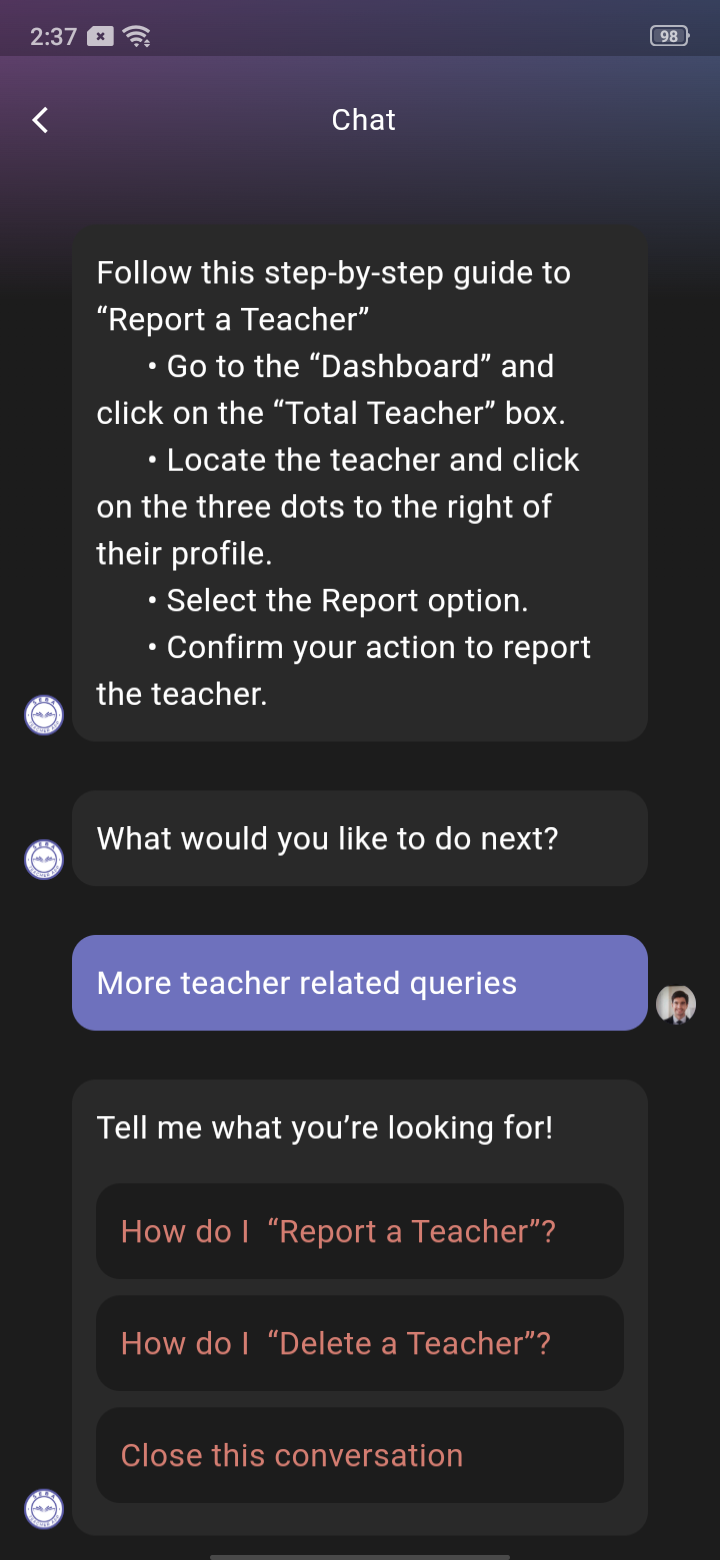 SEBA Teacher App - Chatbot - 6