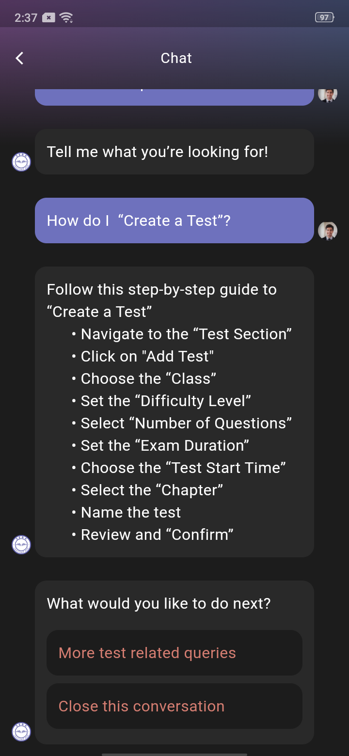 SEBA Teacher App - Chatbot - 8