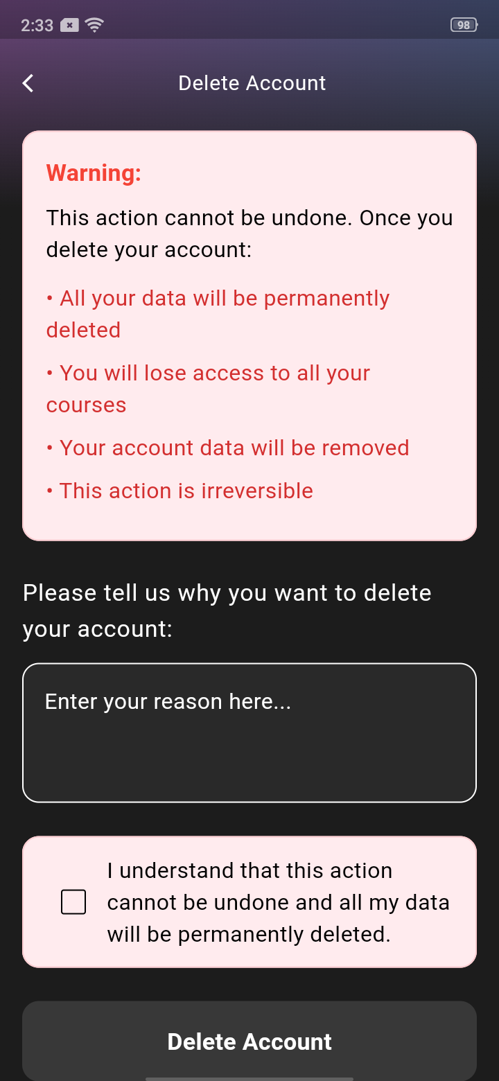 SEBA Teacher App - Settings - 3