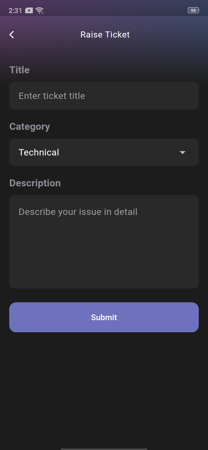 SEBA Teacher App - Raise a Ticket - 1